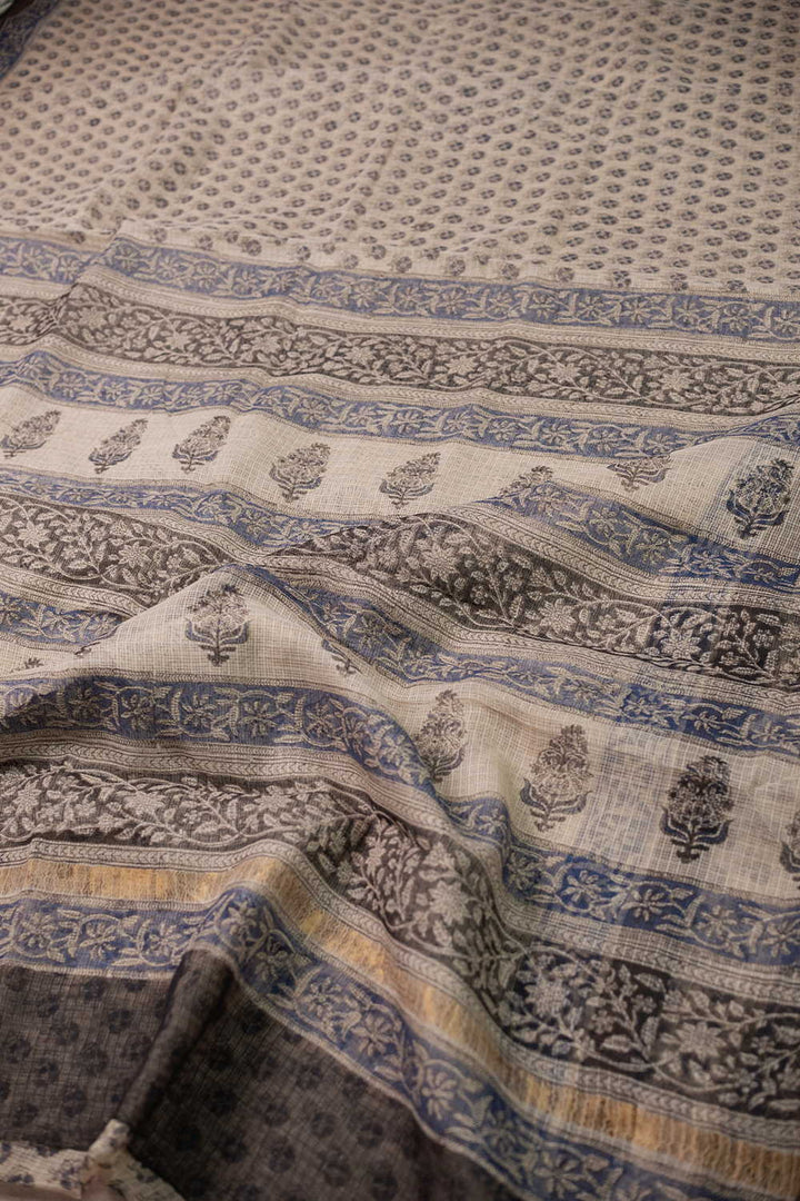 Block Printed Cotton Saree - Matkatus 