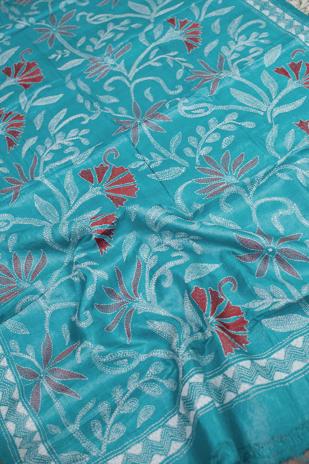 Kantha Silk Dupatta - Matkatus 