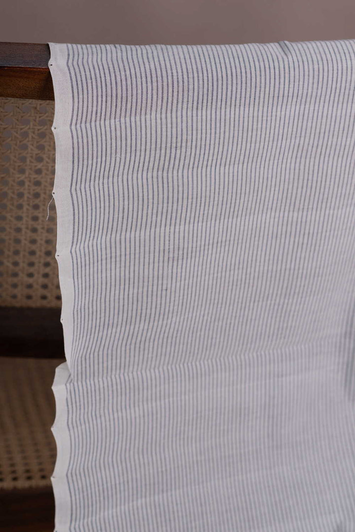 Grey Stripe Mangalagiri Cotton Fabric