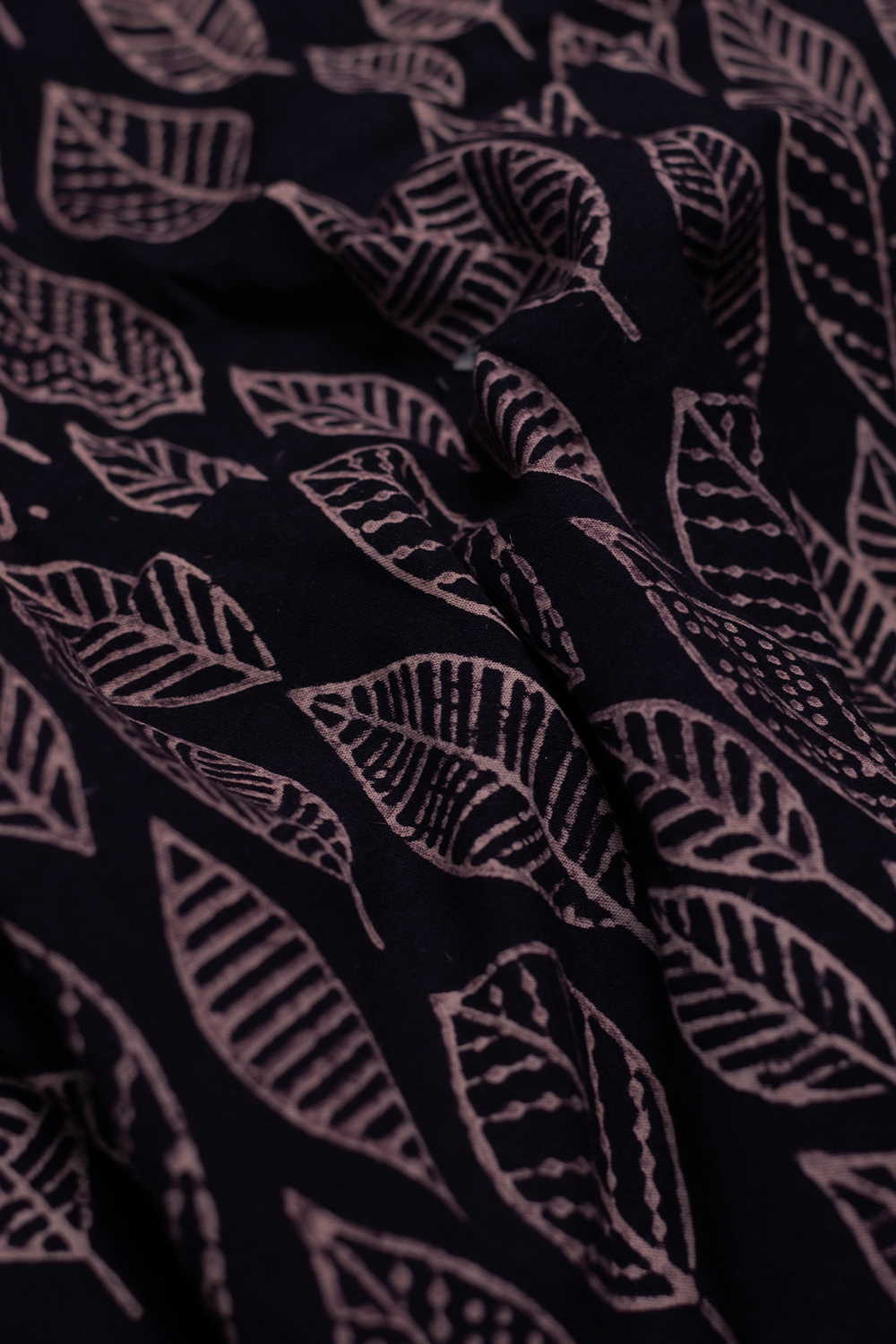 Leaf Pattern Ajrak Cotton Fabric - 0.75m