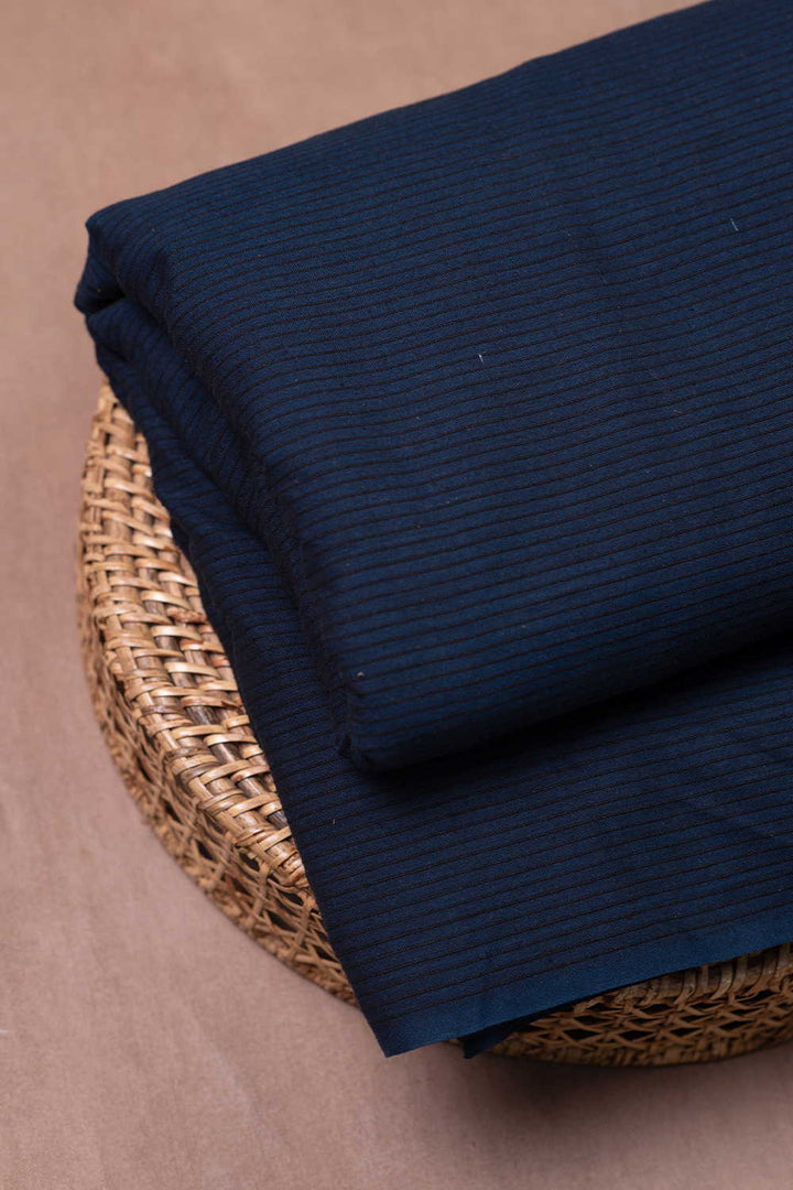 Blue Yarn Dyed Ribbed Cotton Fabric