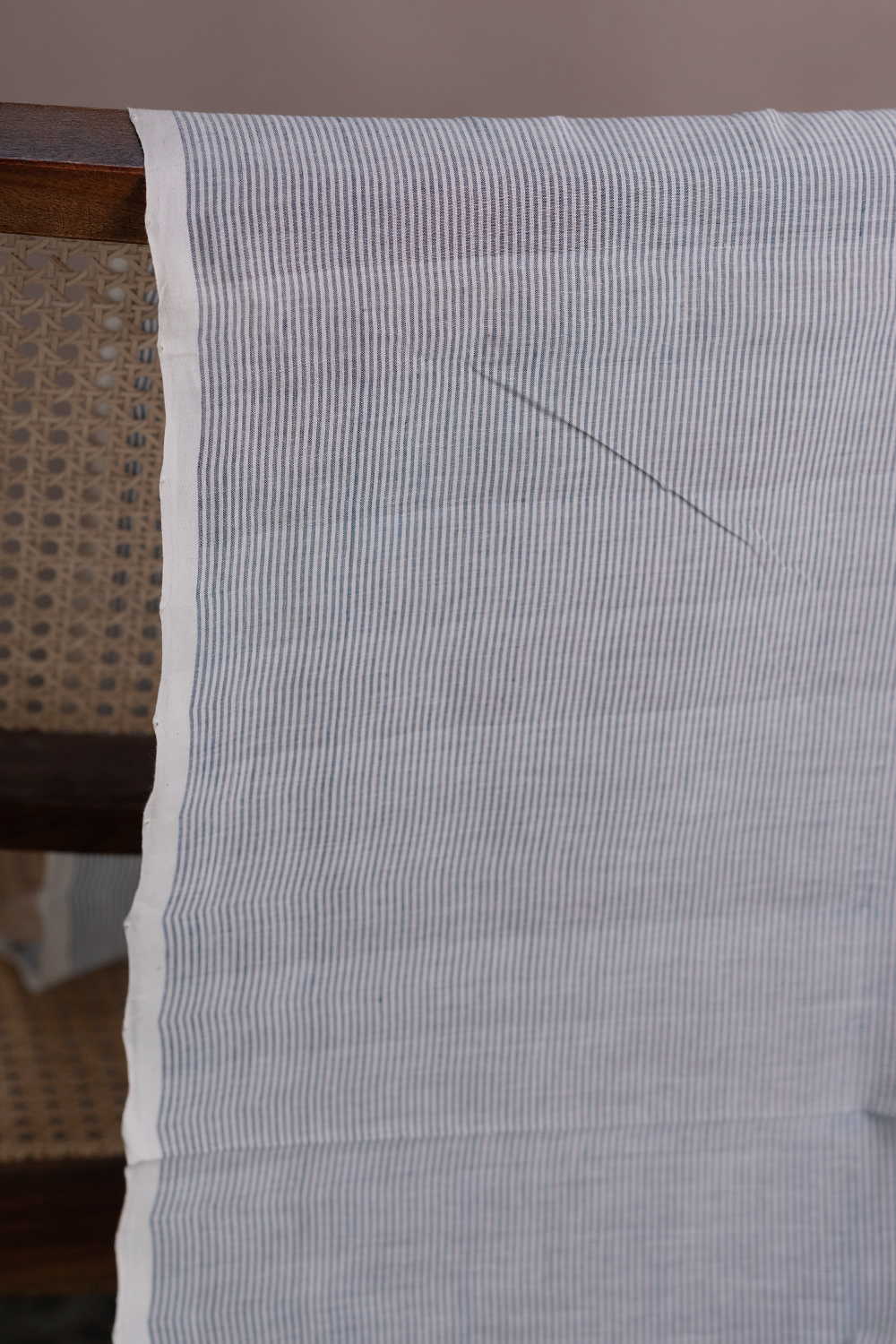 Pin Grey Stripe Mangalagiri Cotton Fabric