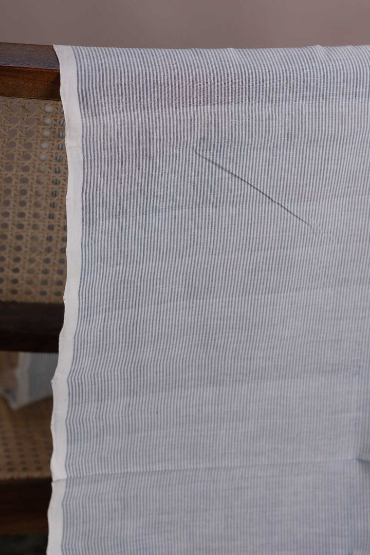 Pin Grey Stripe Mangalagiri Cotton Fabric