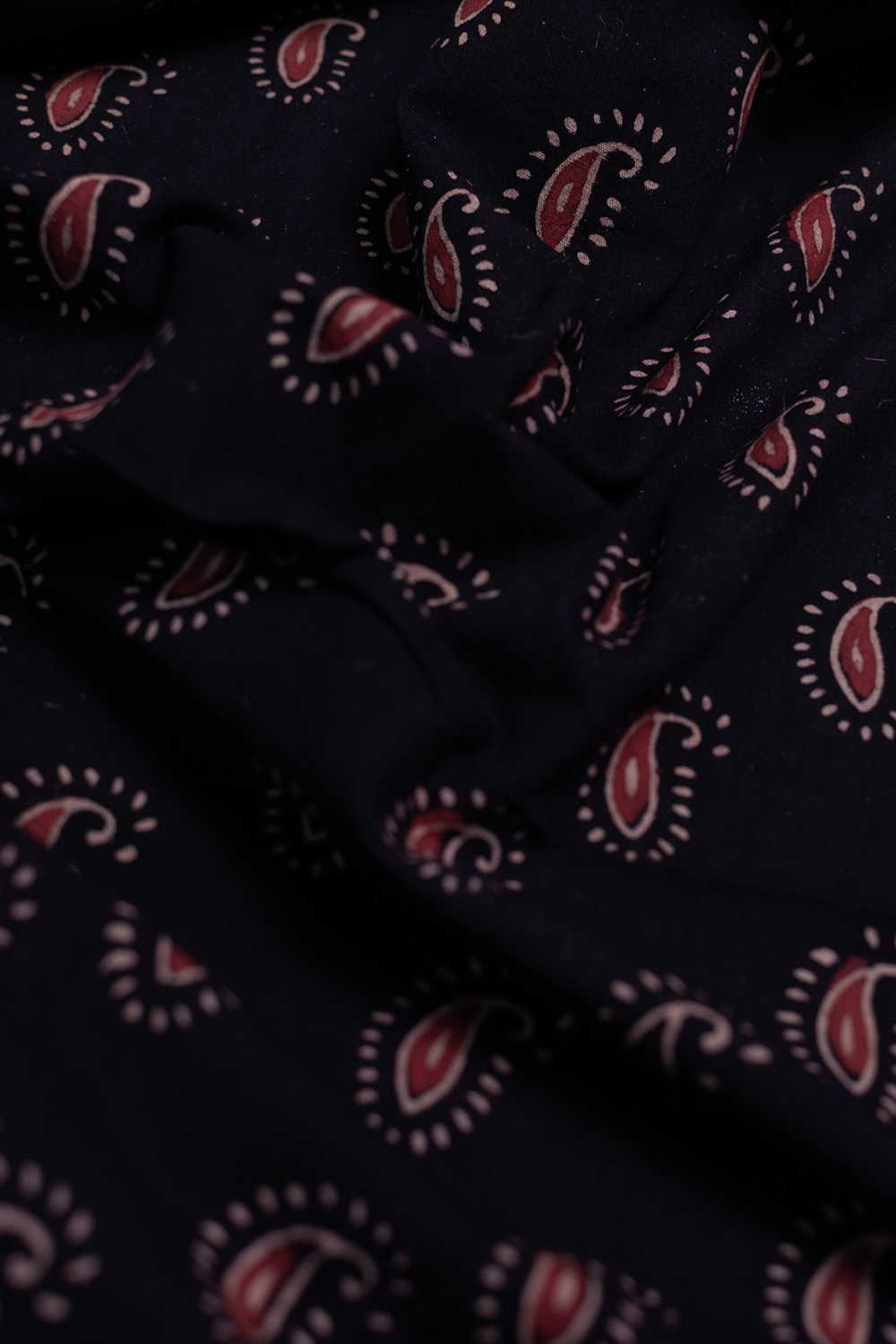 Black Ajrak Print Fabrics - Matkatus 