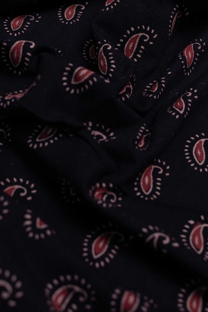 Black Ajrak Print Fabrics - Matkatus 