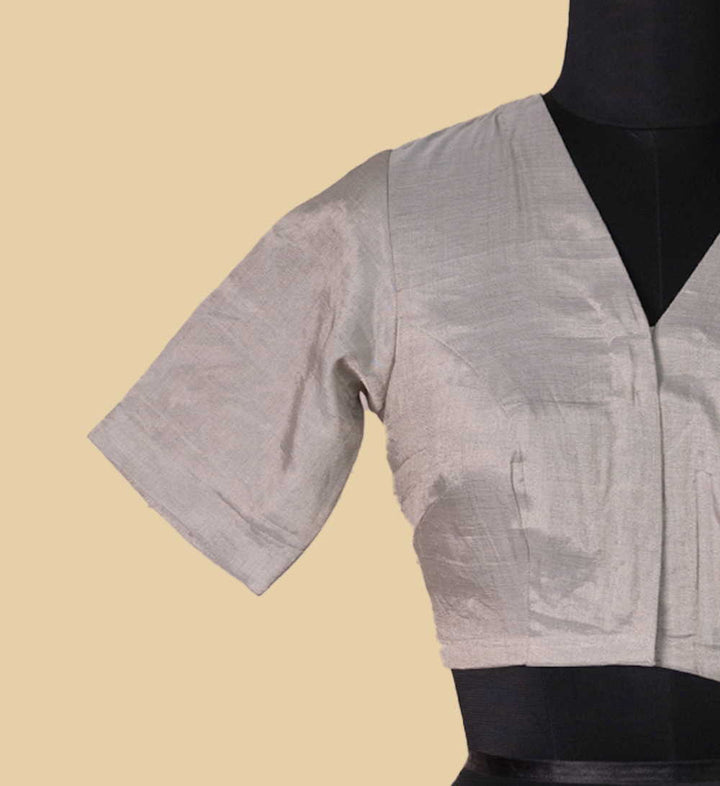 Sliver Tissue Silk Chanderi Stitched Blouse - 34,36,38,40,42