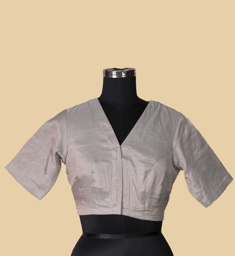 Sliver Tissue Silk Chanderi Stitched Blouse - 34,36,38,40,42