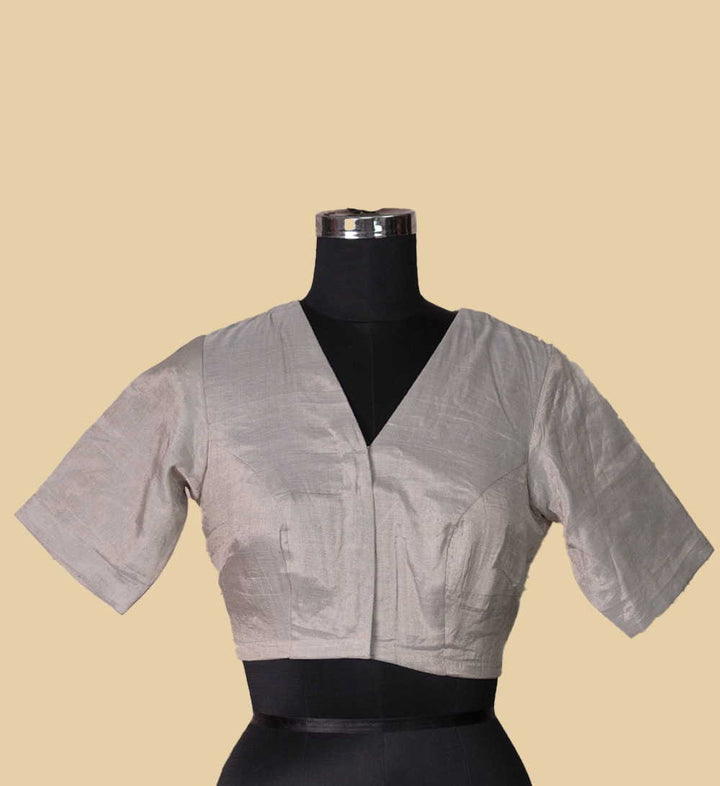 Sliver Tissue Silk Chanderi Stitched Blouse - 34,36,38,40,42
