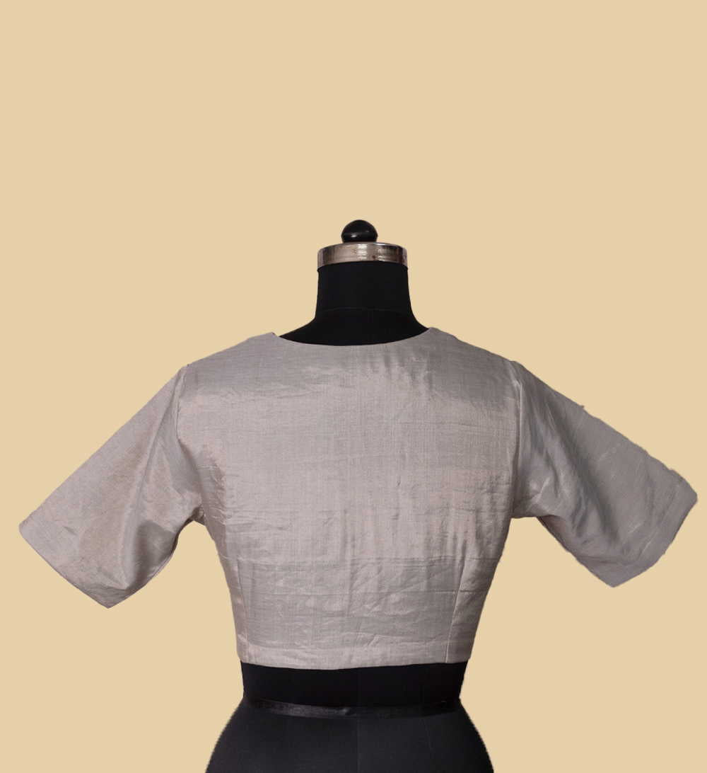 Sliver Tissue Silk Chanderi Stitched Blouse - 34,36,38,40,42