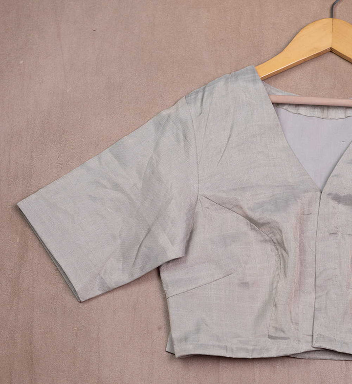 Sliver Tissue Silk Chanderi Stitched Blouse - 34,36,38,40,42