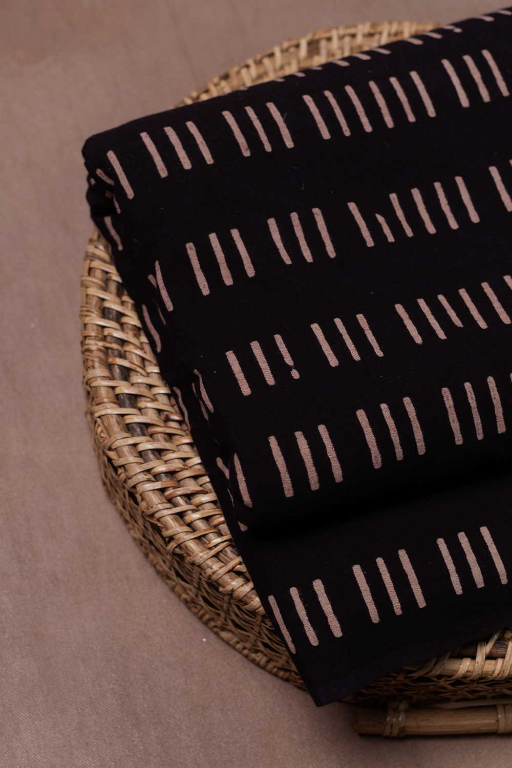 Black Ajrak Print Fabrics - Matkatus 