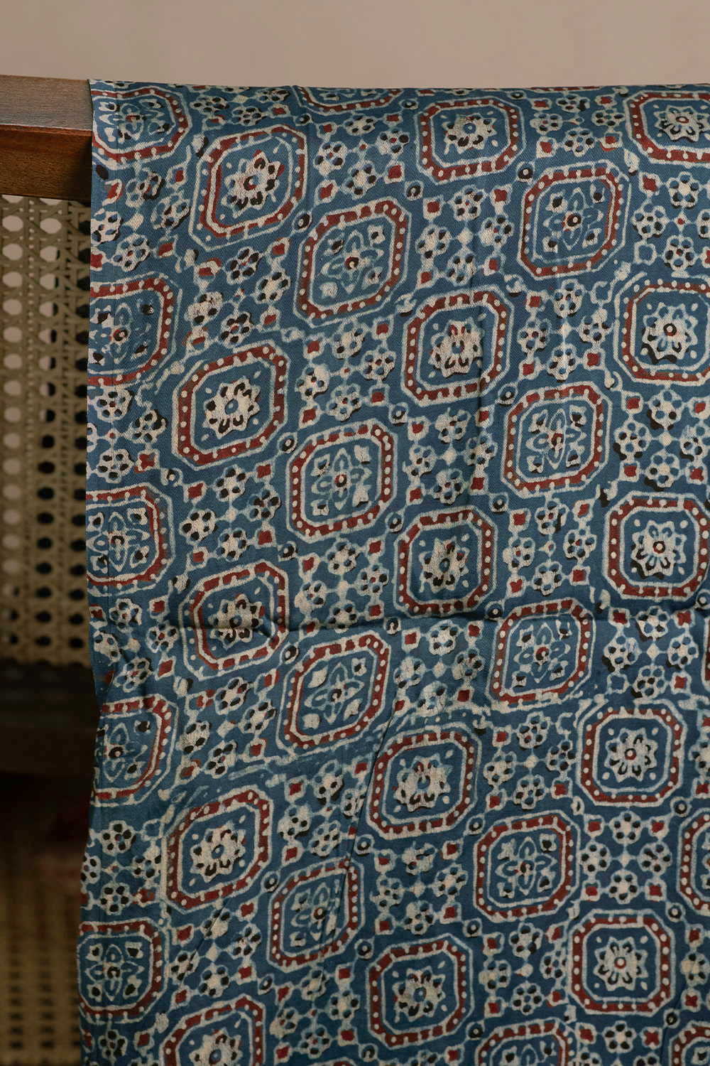 Patterned Ajrak Modal Silk Fabric-0.8 m