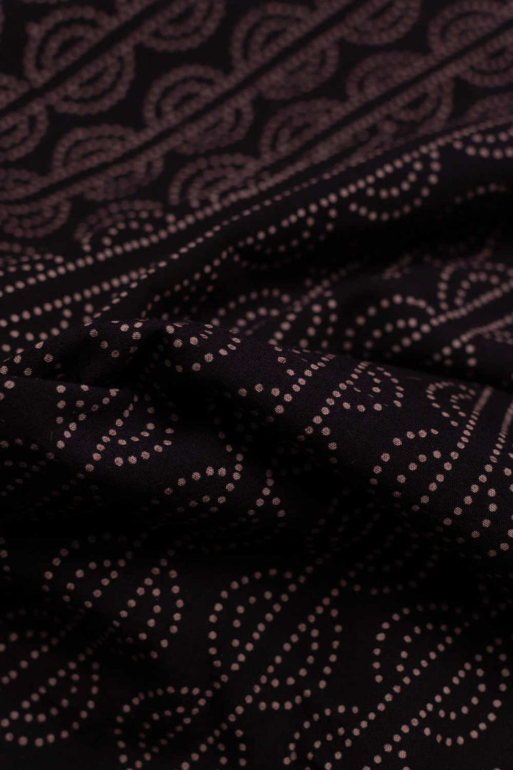 Black Ajrak Print Fabrics - Matkatus 
