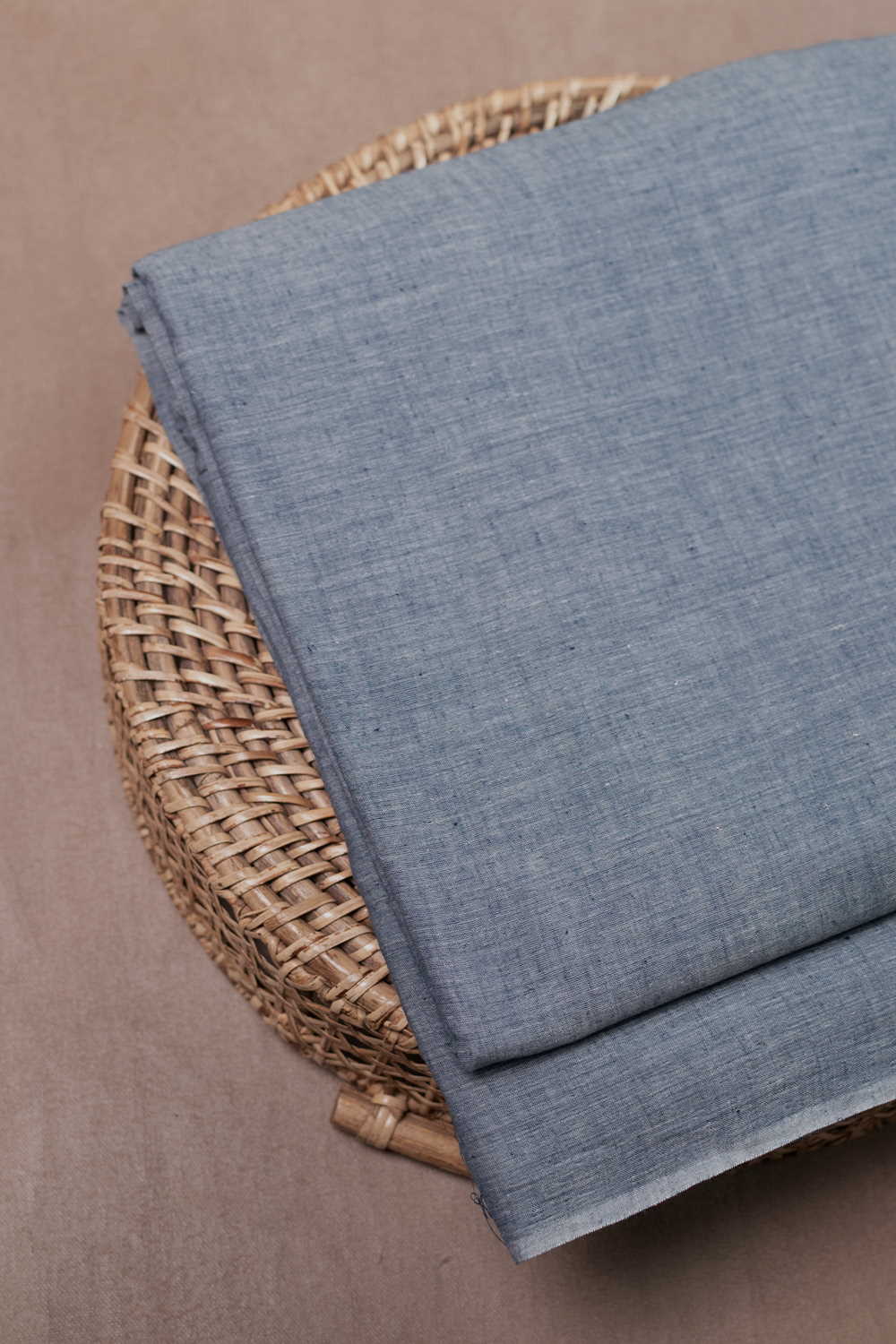 Bluish Grey Handwoven Mul Cotton Fabric - 1.2m