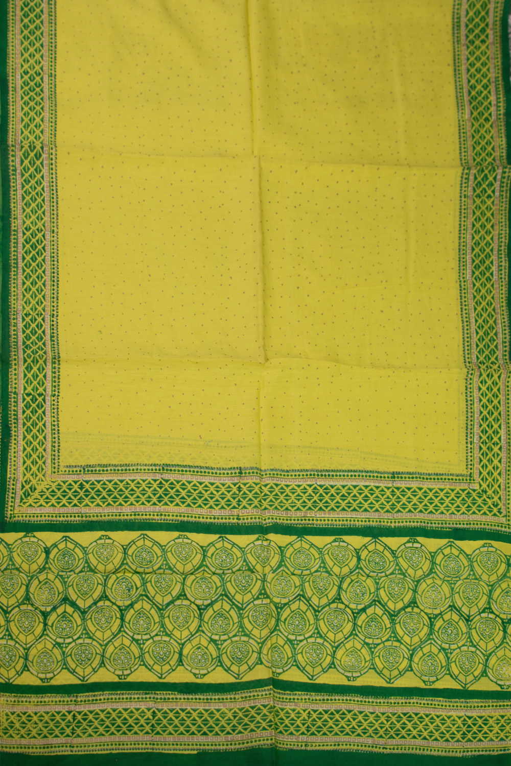 Yellow Block Printed Chanderi Dupatta