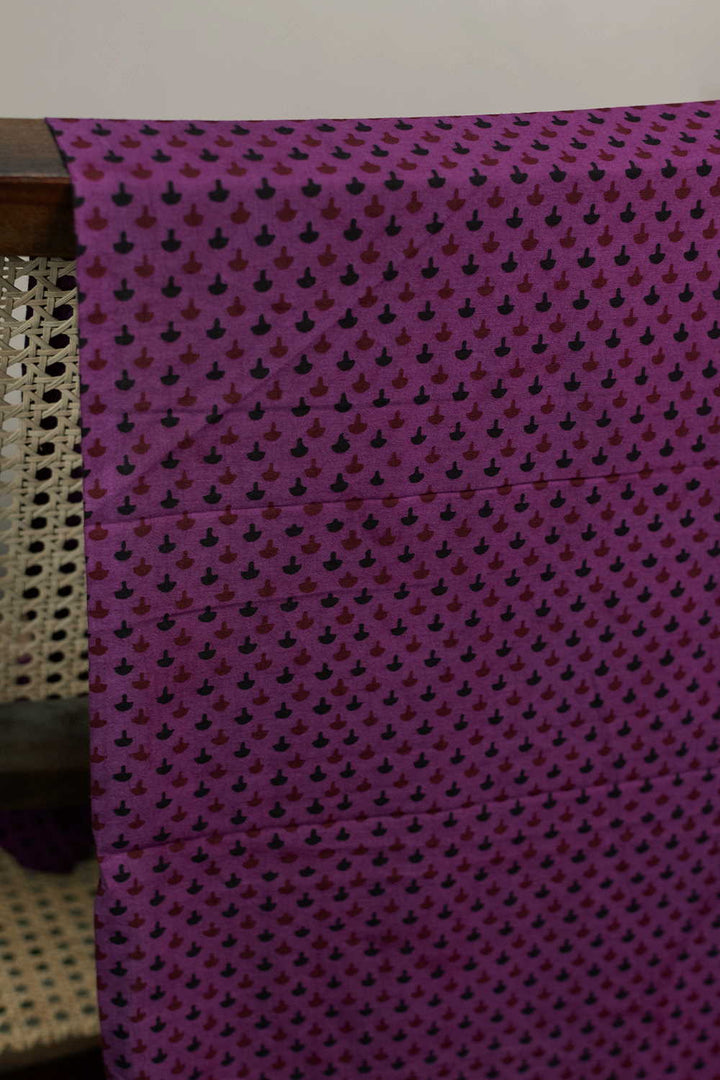Tiny Motifs on Purple Bagh Cotton Fabric - 0.8m