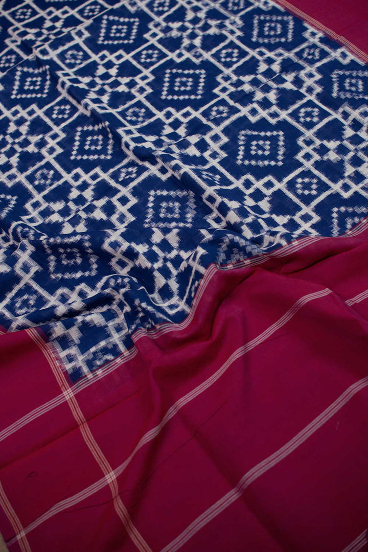 Patterned on Blue Telia Rumal Ikat Cotton Dupatta