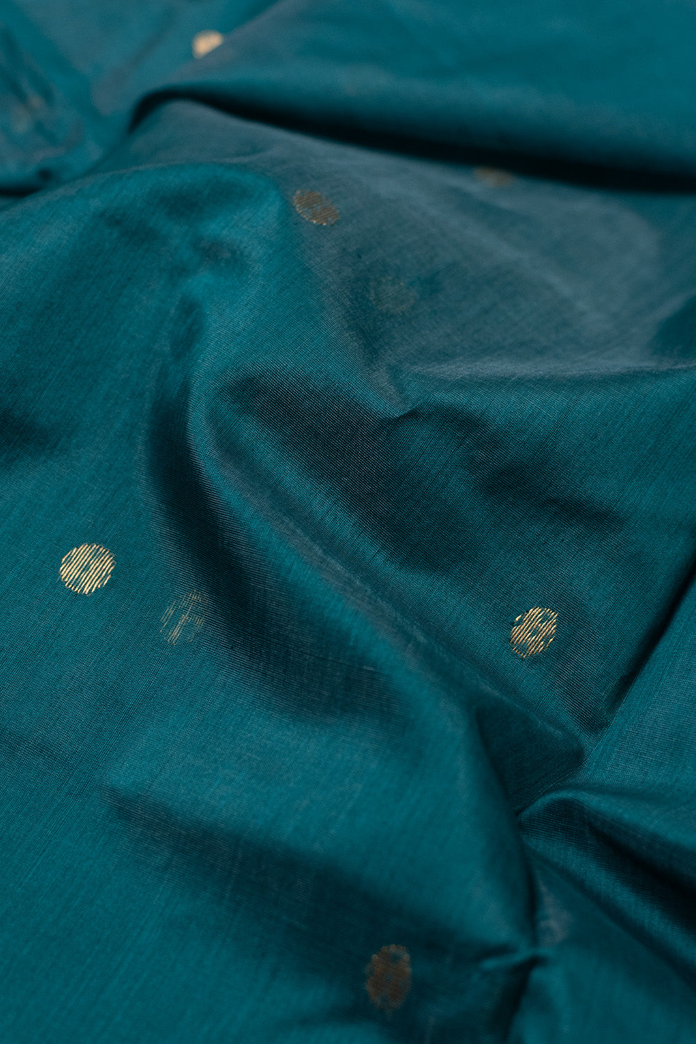 Zari Butta on Green Chanderi Silk Cotton Fabric - 2.3m