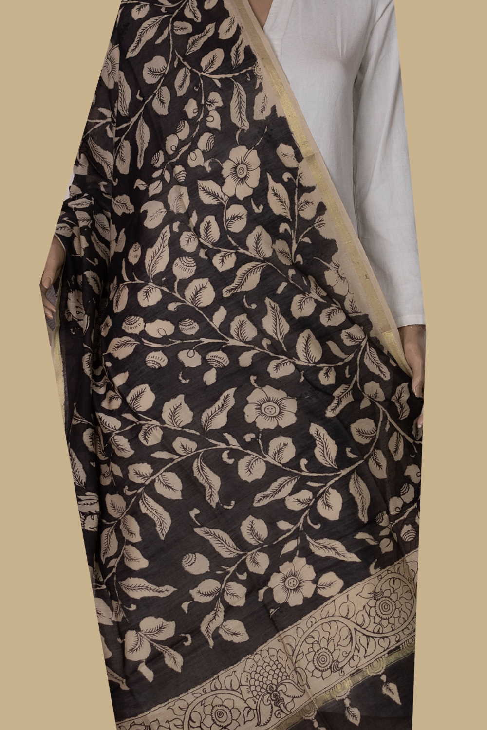 Painted Kalamkari Dupatta - Matkatus