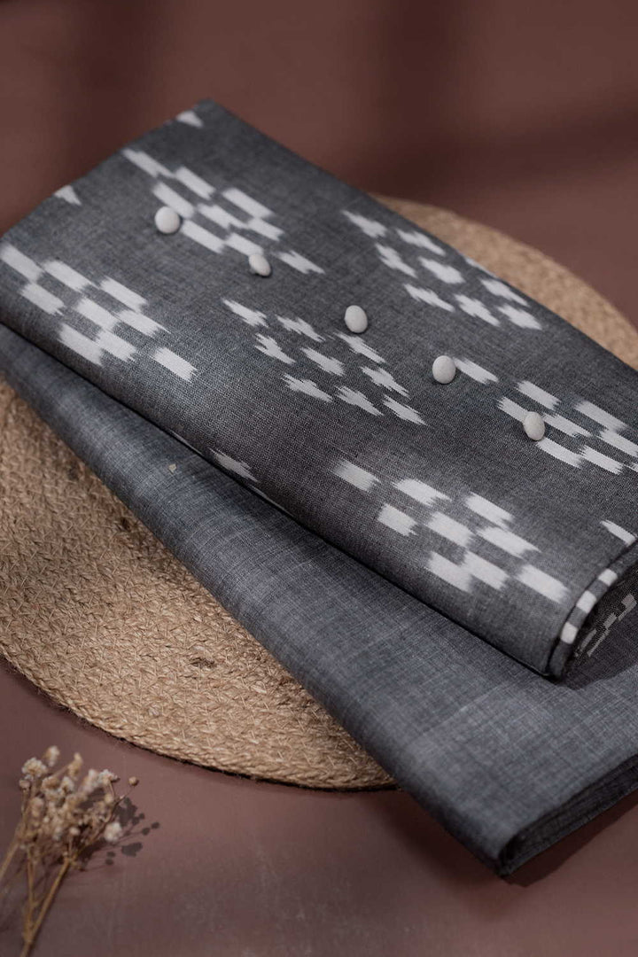 Cream Butta - Ash Grey Ikat Top with Mangalgiri Bottom