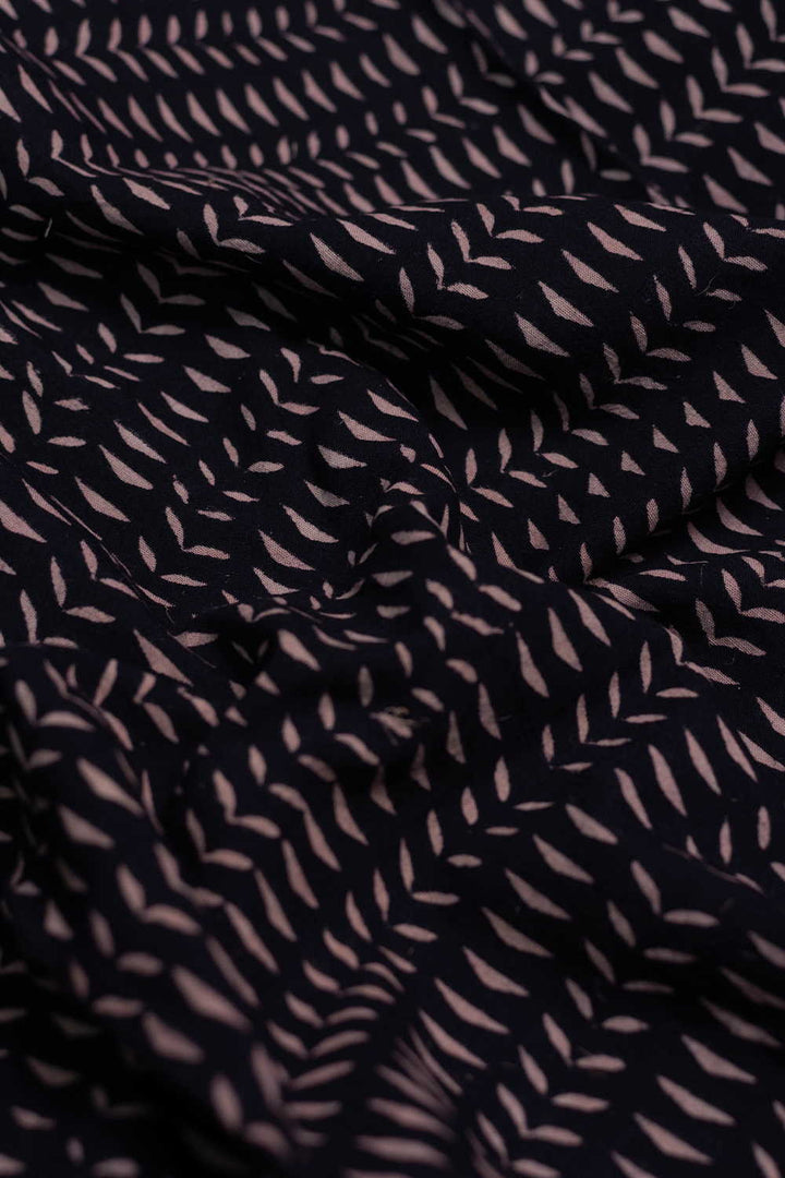 Black Ajrak Print Fabrics - Matkatus 
