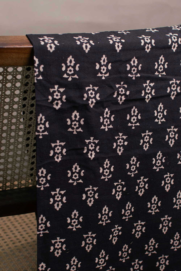 Black Ajrak Print Fabrics - Matkatus 
