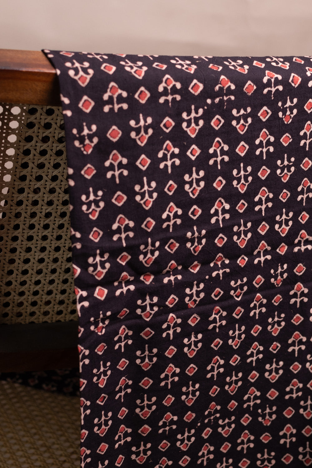 Black Ajrak Print Fabrics - Matkatus 