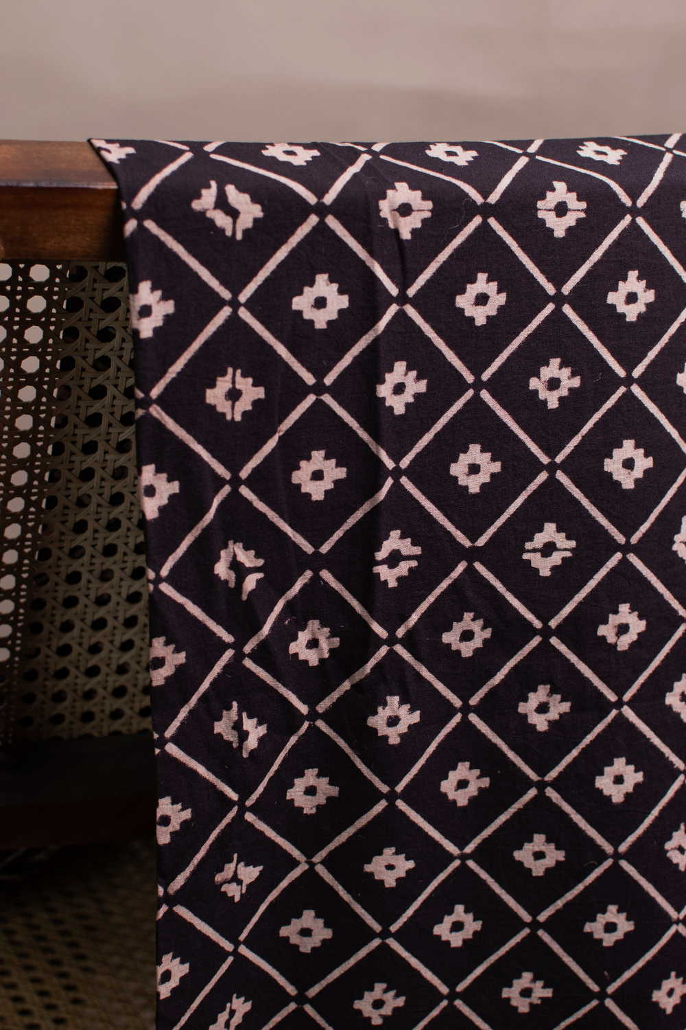 Black Ajrak Print Fabrics - Matkatus 