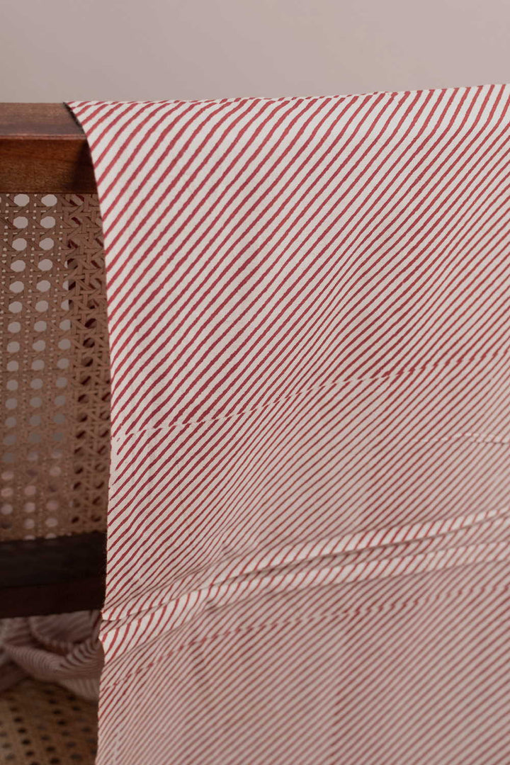 Maroon Thin Stripe Bagru Cotton Fabric - 0.5m