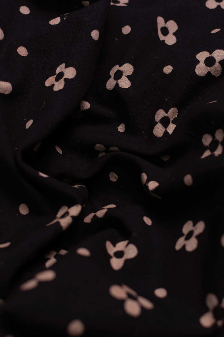 Black Ajrak Print Fabrics - Matkatus 