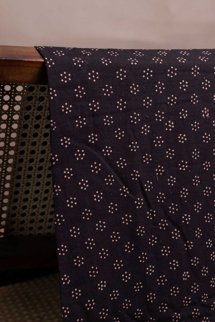 Black Ajrak Print Fabrics - Matkatus 