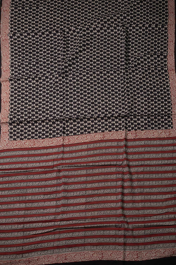 Block Printed Cotton Saree - Matkatus 