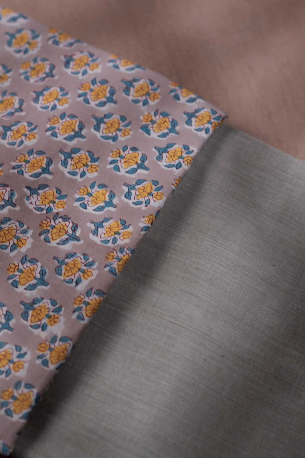 Rustic Clay Flower Sanganeri Top with Mangalagiri Bottom