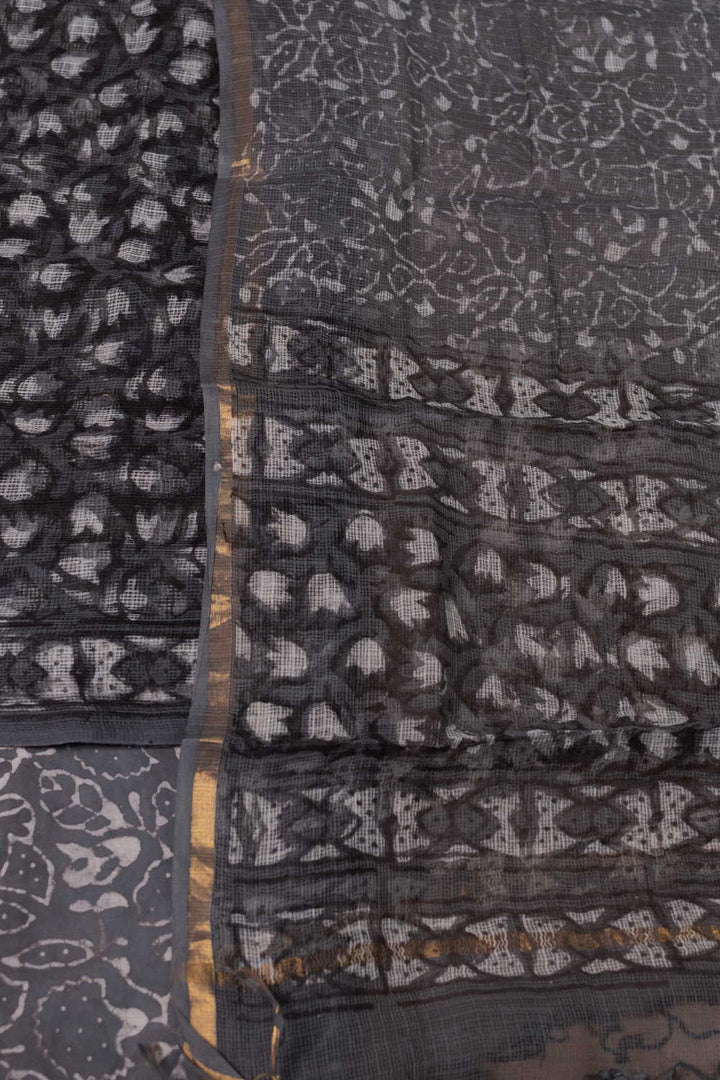 Grey Garden Block Printed Kota Cotton Suit