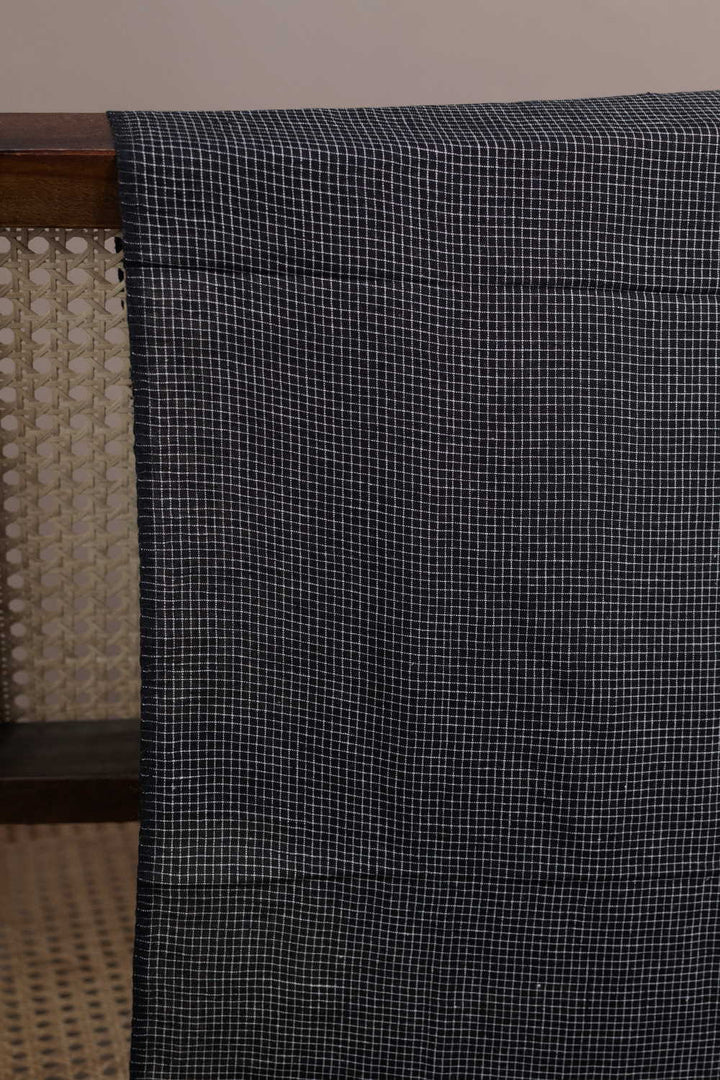 Black Checkered Handwoven Cotton Fabric