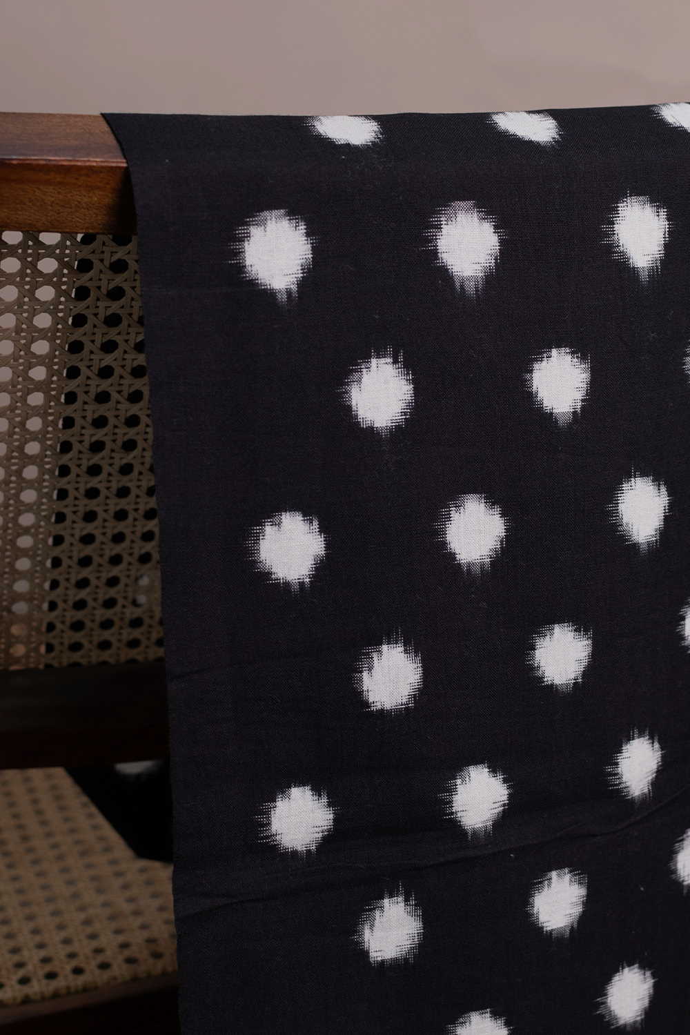 Cream Polka - Cream Ikat Cotton Fabric - 0.85m