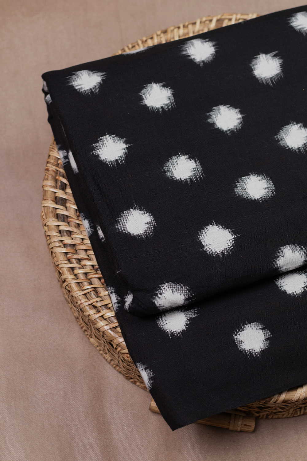 Cream Polka - Cream Ikat Cotton Fabric - 0.85m