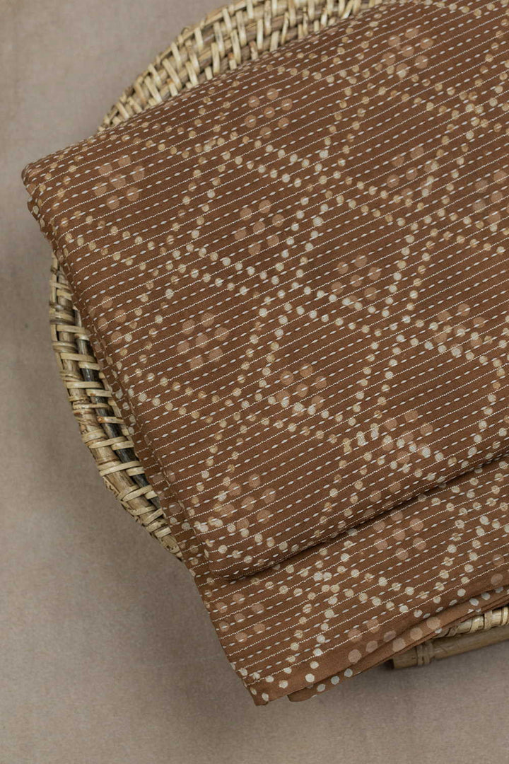 Fenugreek Yellow Kantha Stitch Dabu Cotton Fabric