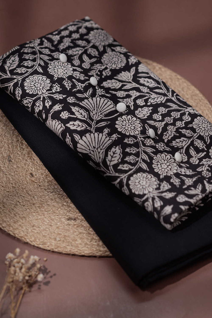 Black Floral Garden Bagru Top with Mangalgiri Bottom