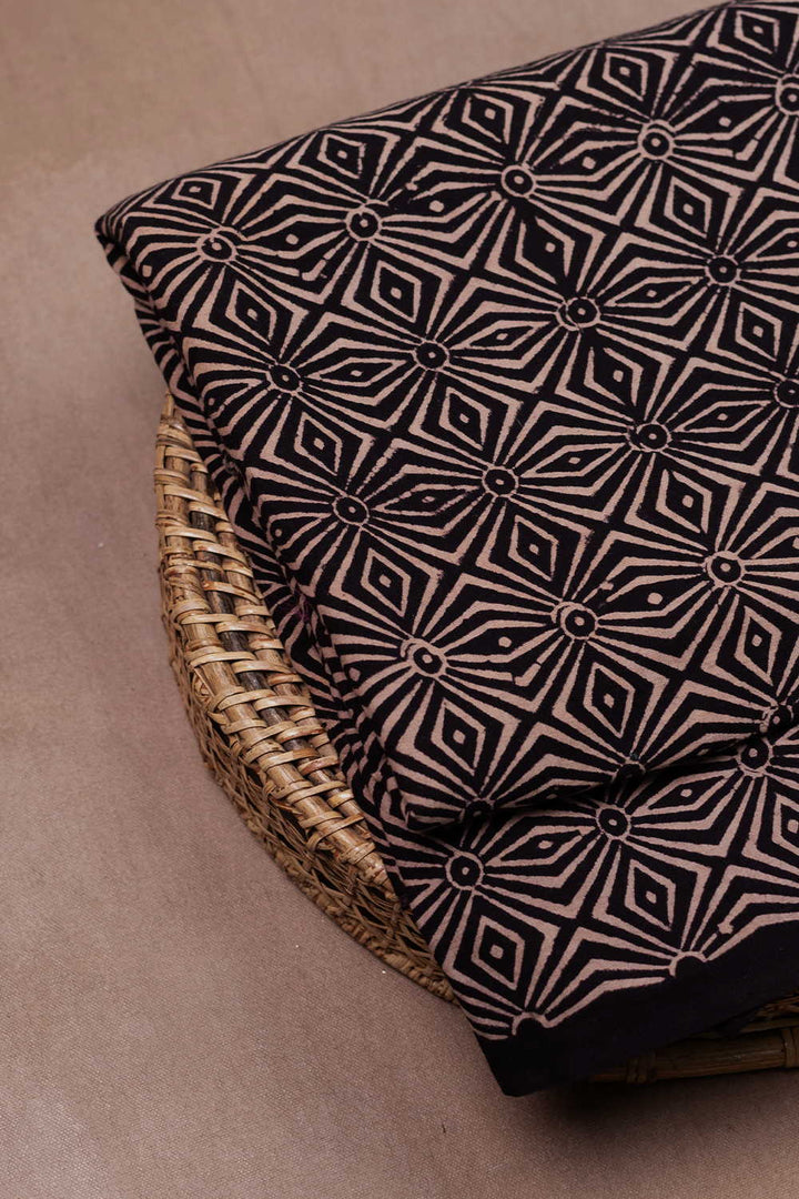 Black Ajrak Print Fabrics - Matkatus 