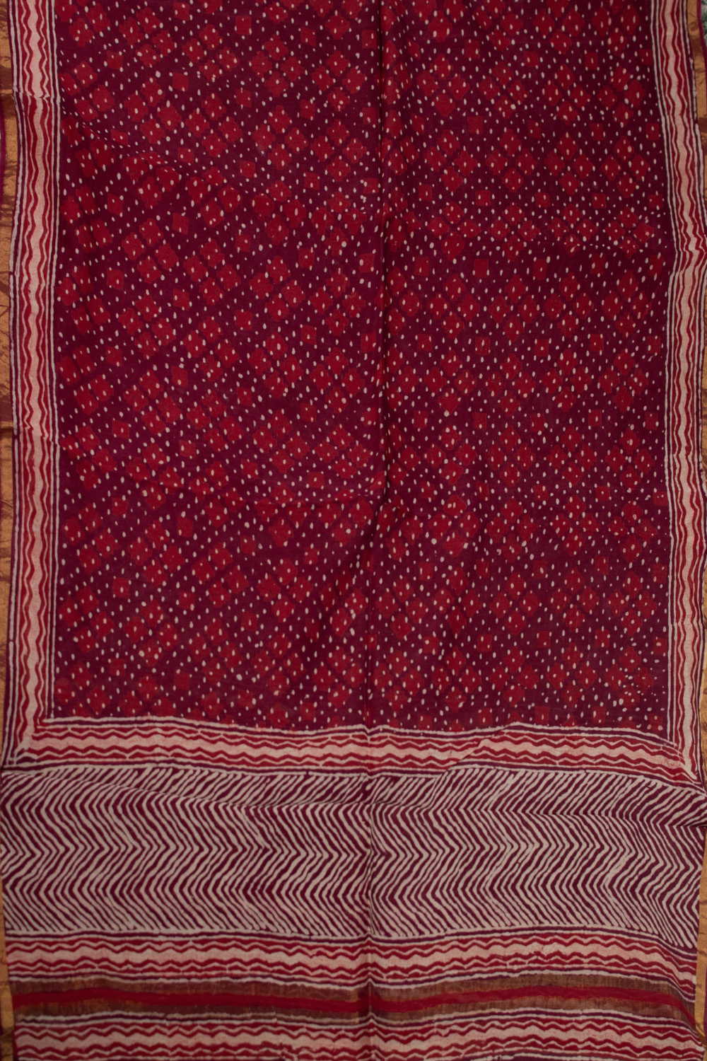 Shades of Maroon Block Printed Chanderi Dupatta
