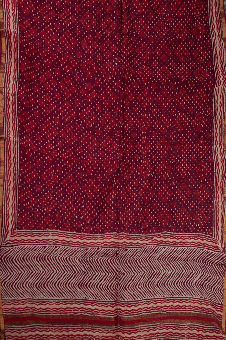 Shades of Maroon Block Printed Chanderi Dupatta
