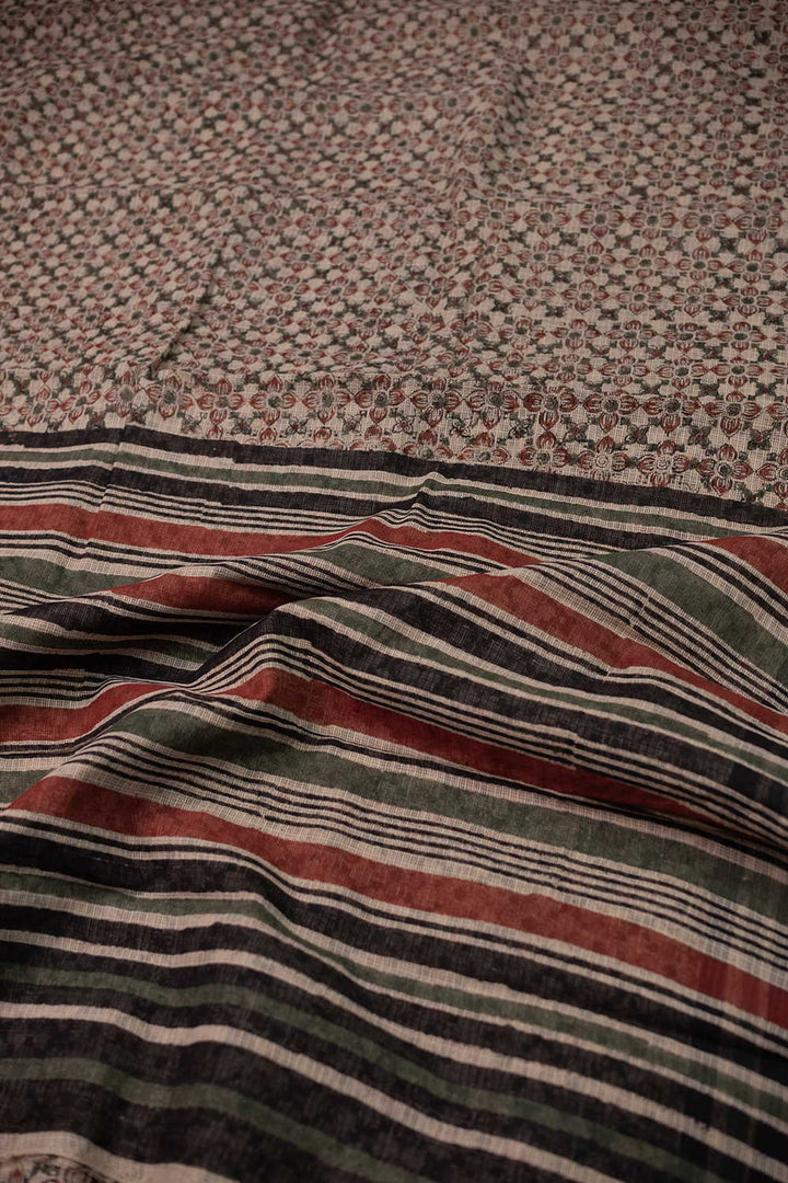 Block Printed Cotton Saree - Matkatus 