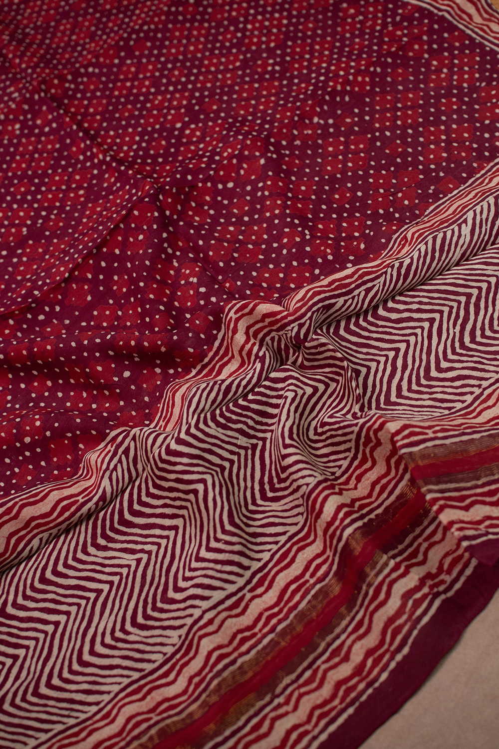 Shades of Maroon Block Printed Chanderi Dupatta