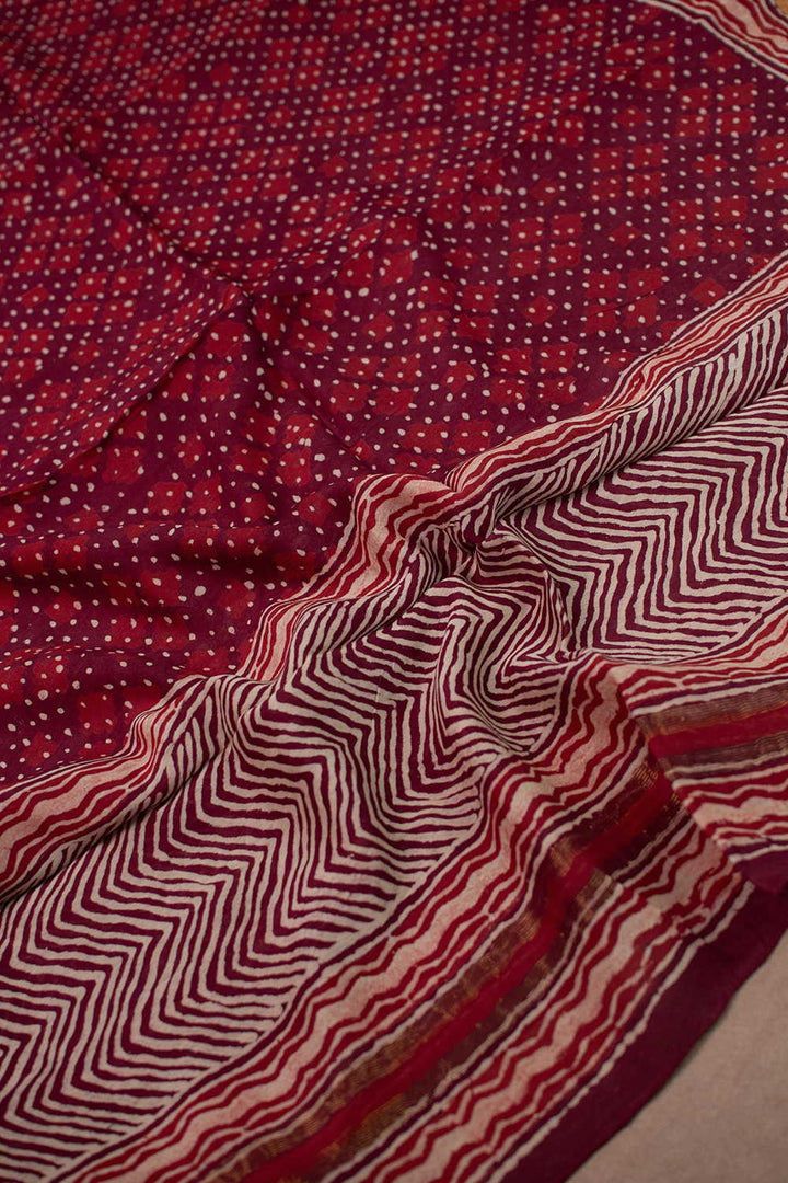 Shades of Maroon Block Printed Chanderi Dupatta