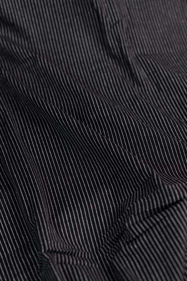 Black - Rib Stripe Yarn Dyed Ribbed Cotton Fabric