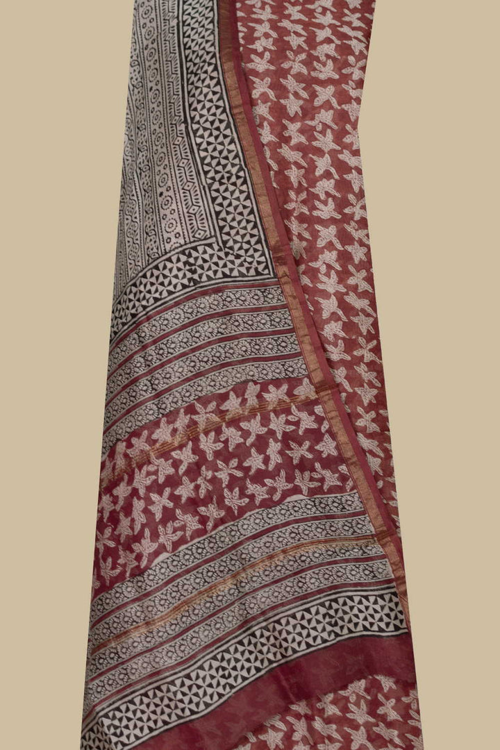 Scarlet Maroon Chanderi Silk Cotton Suit