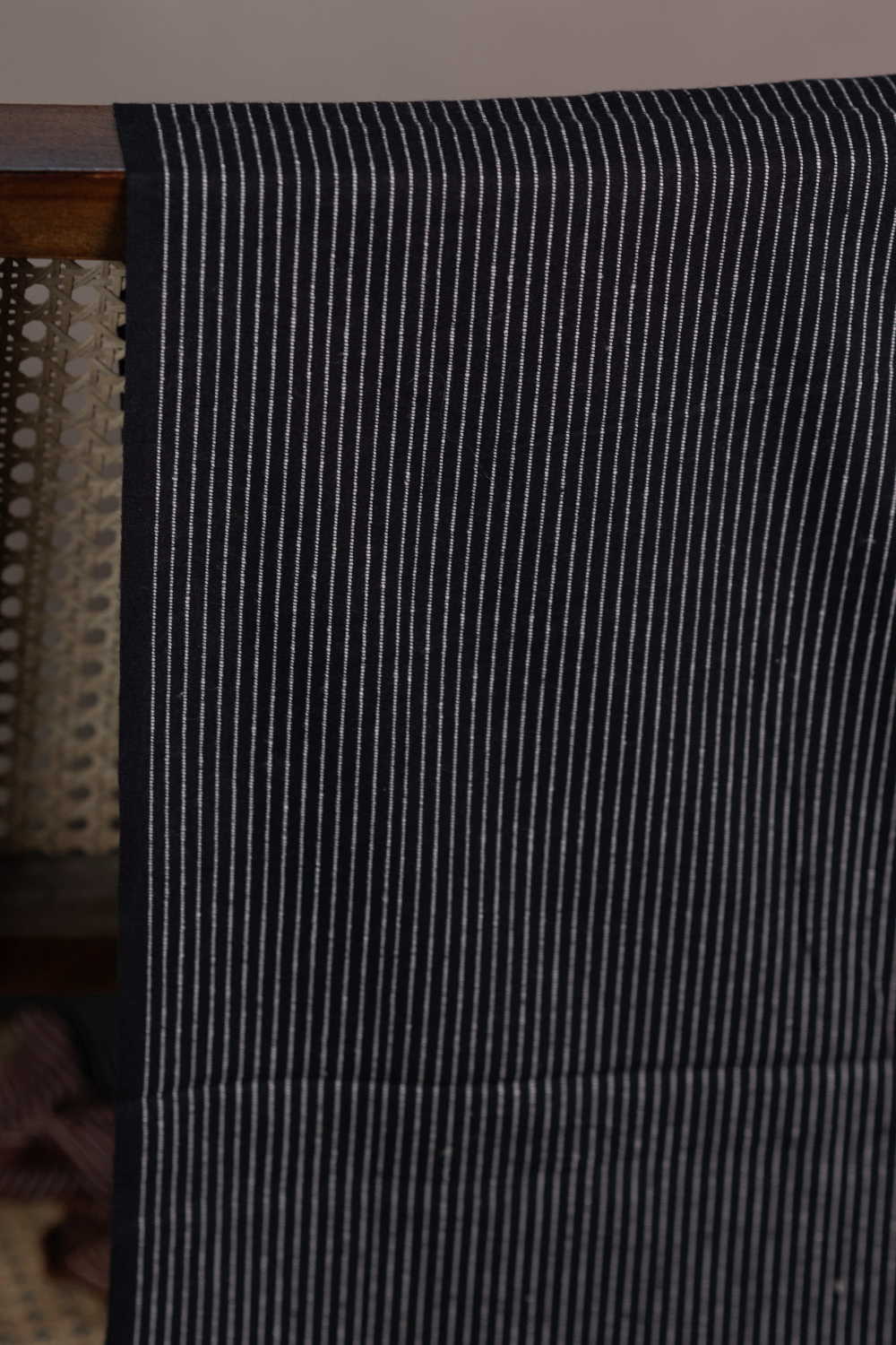 Black - Rib Stripe Yarn Dyed Ribbed Cotton Fabric