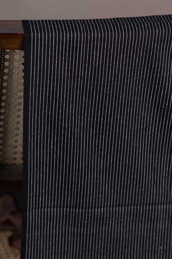 Black - Rib Stripe Yarn Dyed Ribbed Cotton Fabric