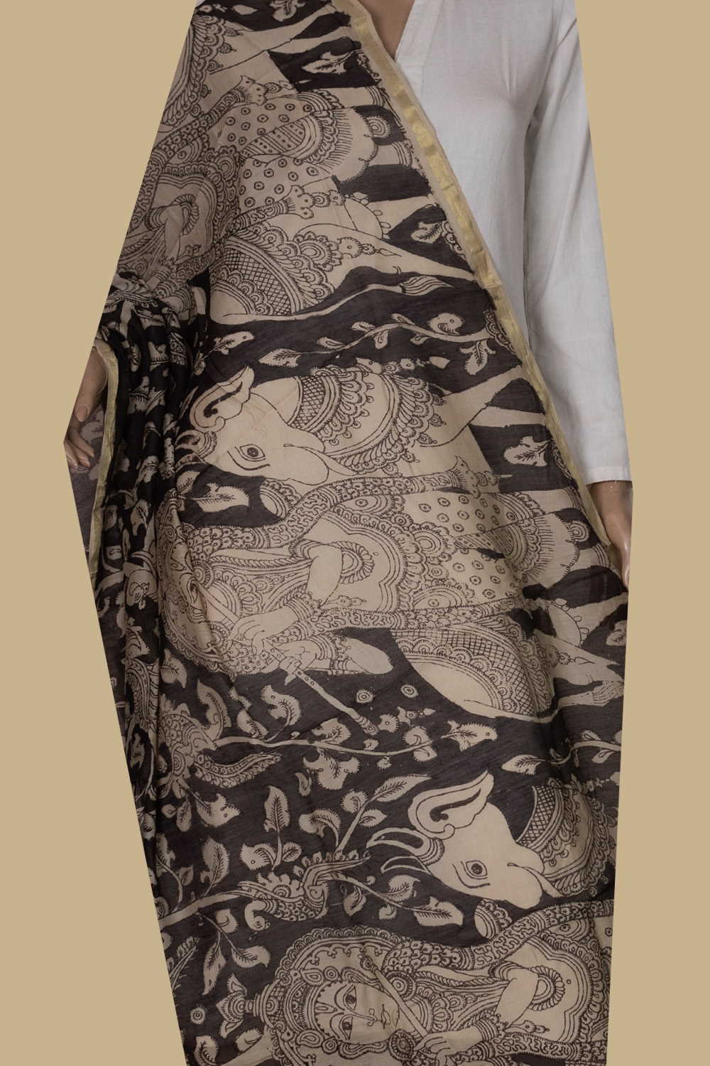 Painted Kalamkari Dupatta - Matkatus